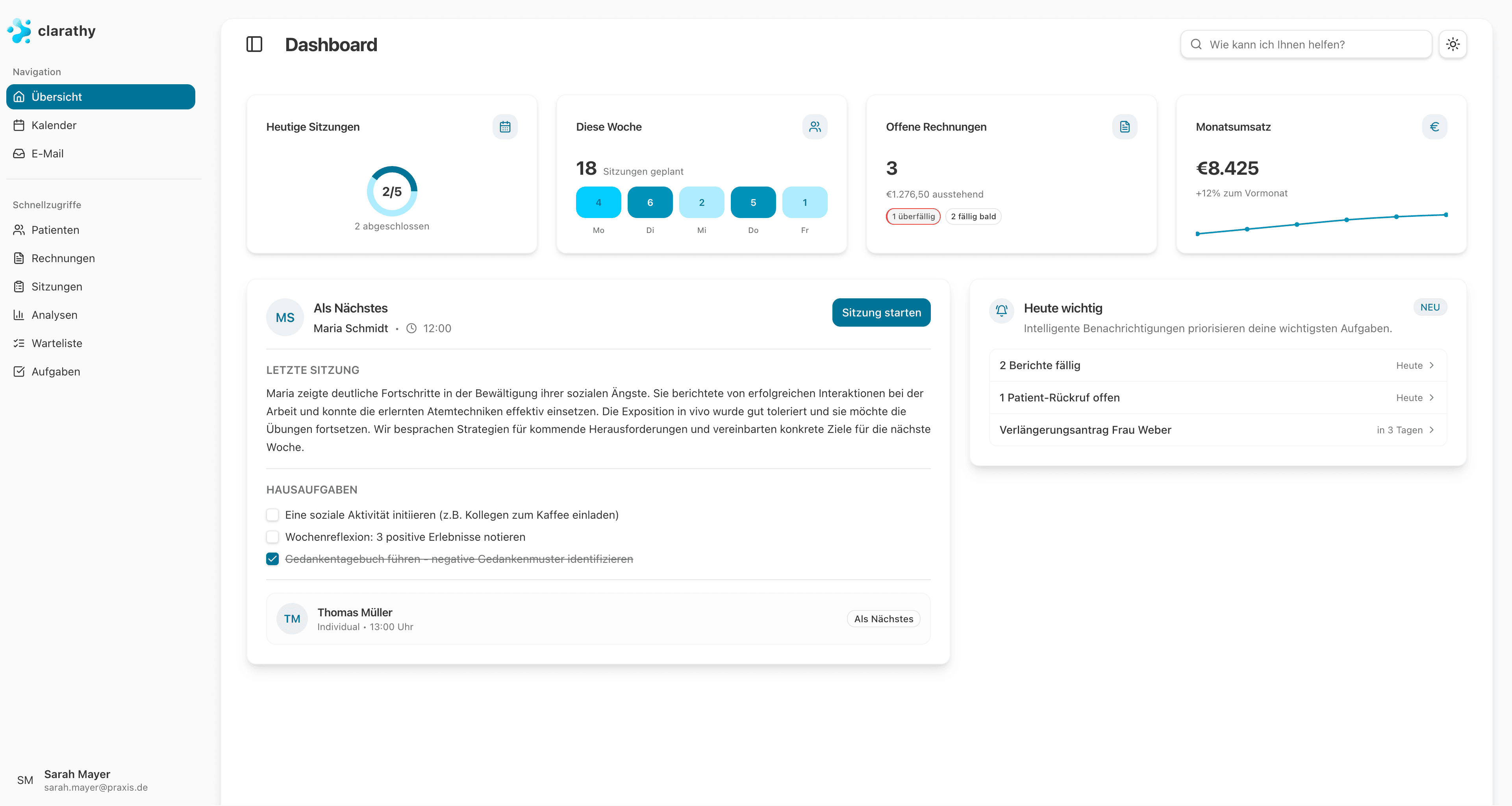 clarathy Dashboard