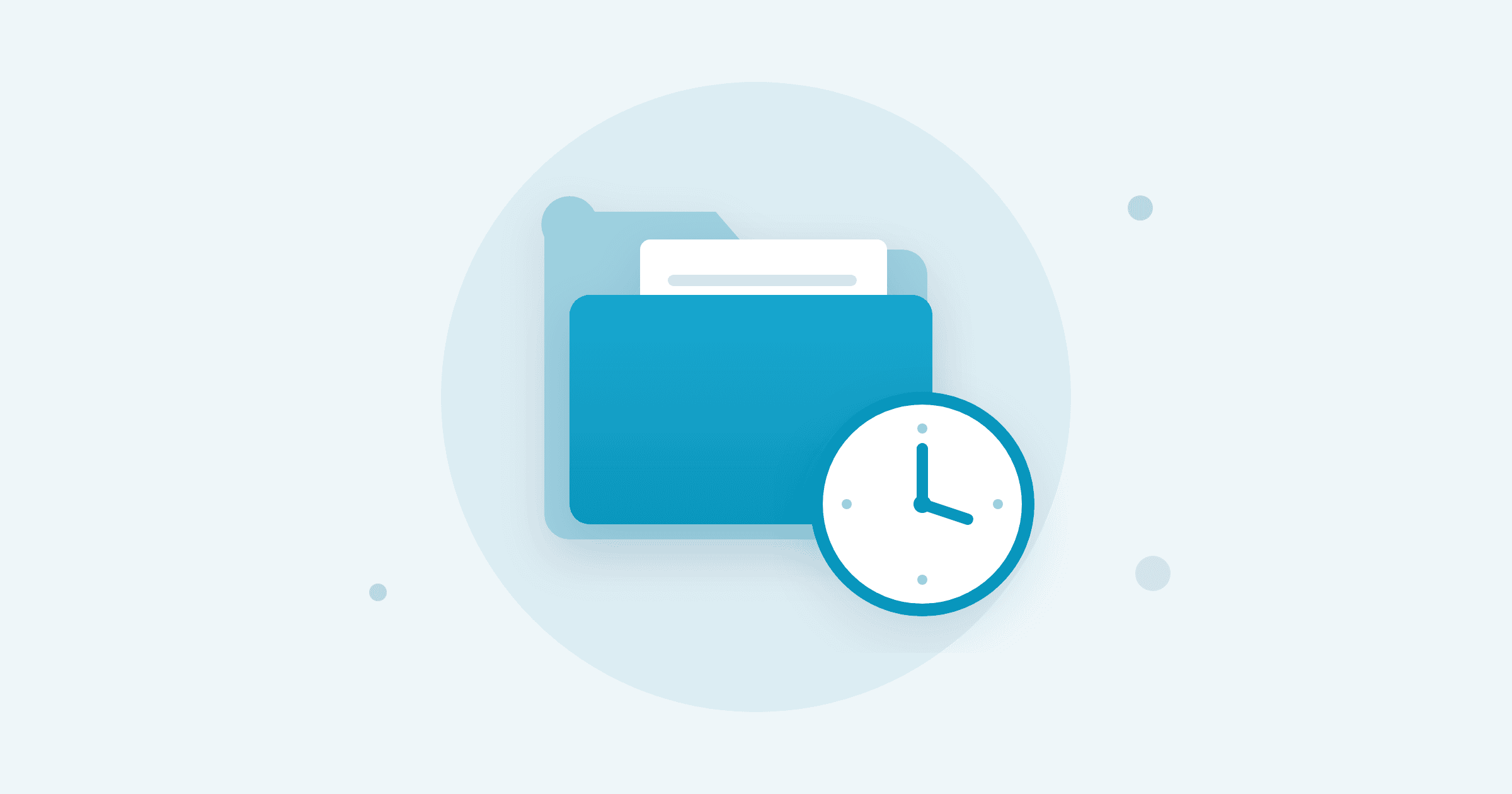 Flache Illustration: ein Aktenordner mit einer Uhr, Symbol für die Aufbewahrungsfrist der Therapiedokumentation